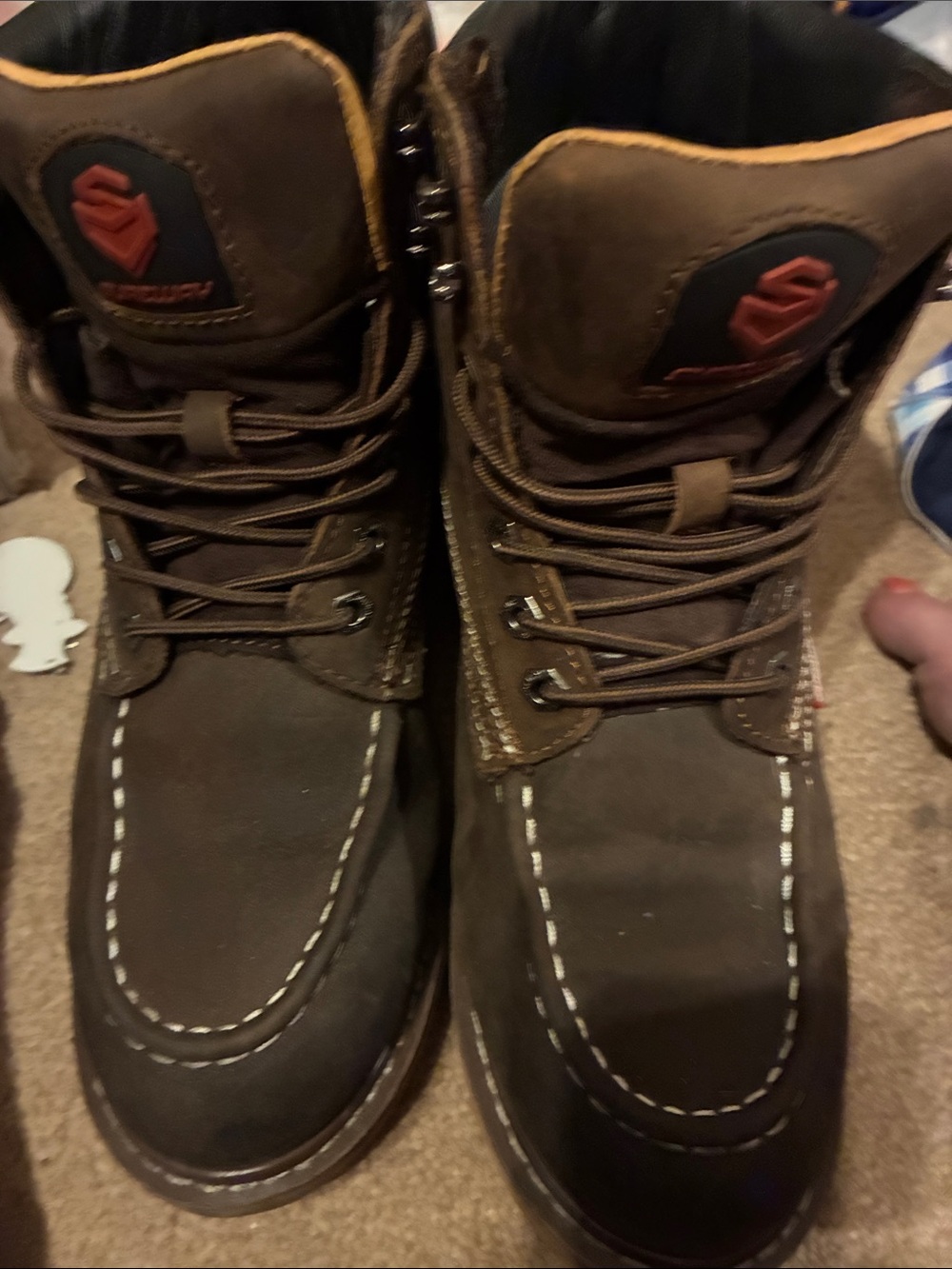 Safety Moc Toe Work Boots - Brown